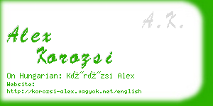 alex korozsi business card